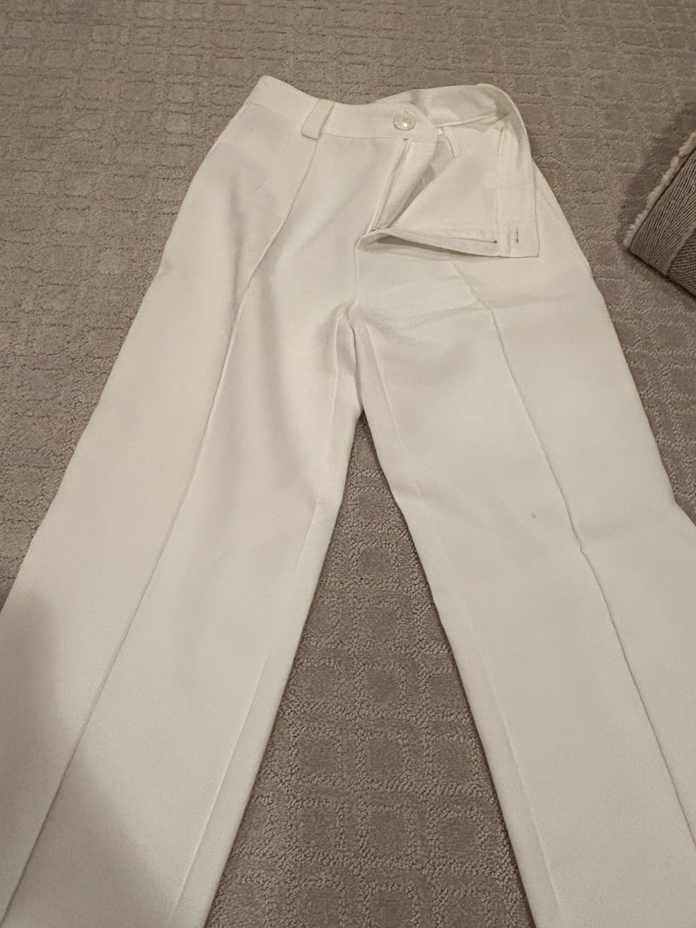 Zara Cream Wide-Leg High-Rise Trousers